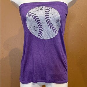 Purple Tube Top with Baseball Softball Graphic